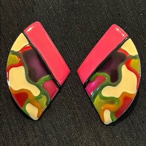 Vintage La Rage Retro 80’s Enamel Earrings